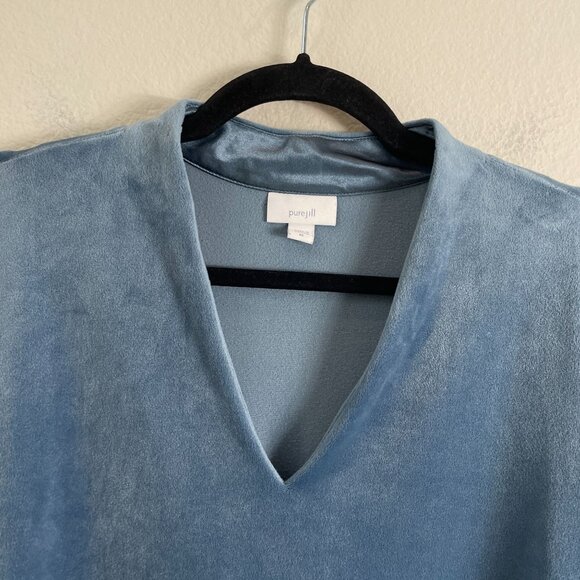 Pure Jill Womens Plus 2X Dusty Blue V Neck Long Sleeve Velour Velvet Tunic Top - Picture 10 of 12